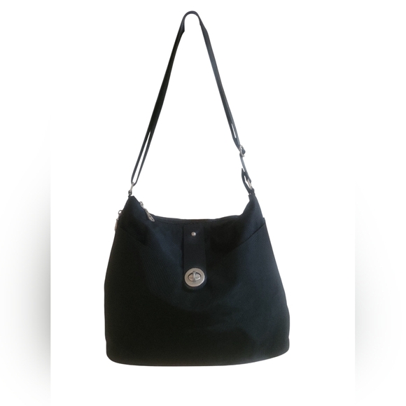Baggalini Handbags - Baggallini Helsinki Black Nylon Hobo Travel Organizer Crossbody Shoulder Bag